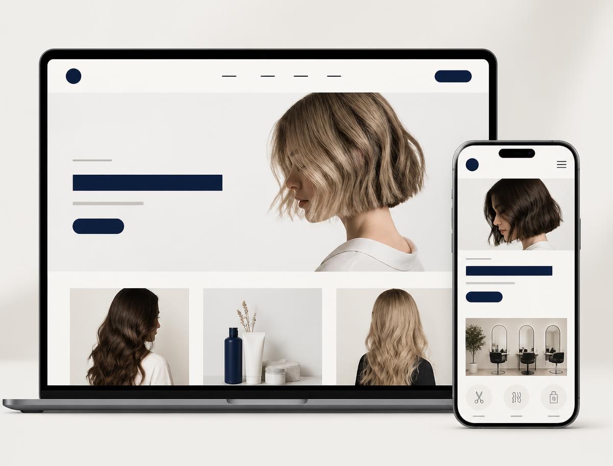 Lumière Hair Studio website design preview on laptop and phone